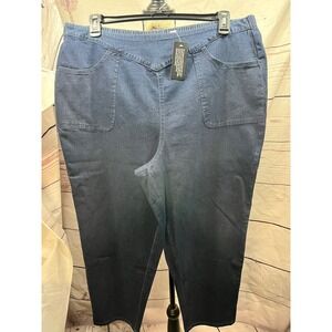 Denim + Co Women's Blue Wash Denim Stretch Comfort Elastic Waist Pants‎ Size 1X
